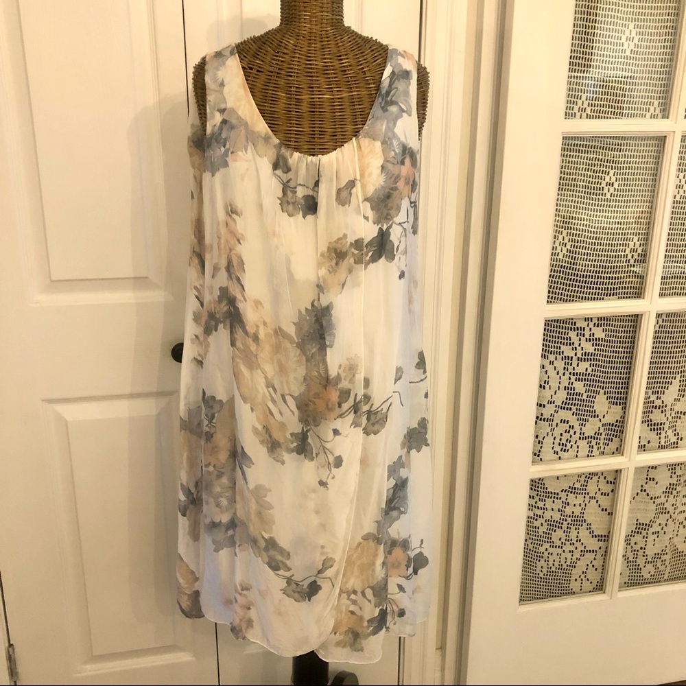 Italian Silk Blend  Watercolour Flower Print Dress , Sz M